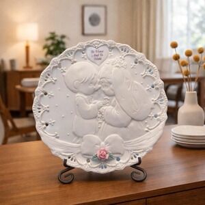 VTG Precious Moments "To Have And To Hold" Wedding Plate Enesco 1994 Bride Groom